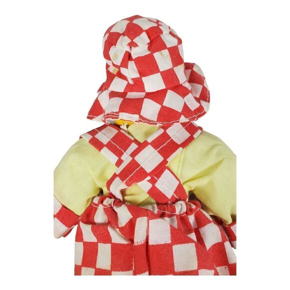 Clown Doll with Hat 9" Figurine Green Hands And Feet Red Checkered Overalls - Picture 7 of 10